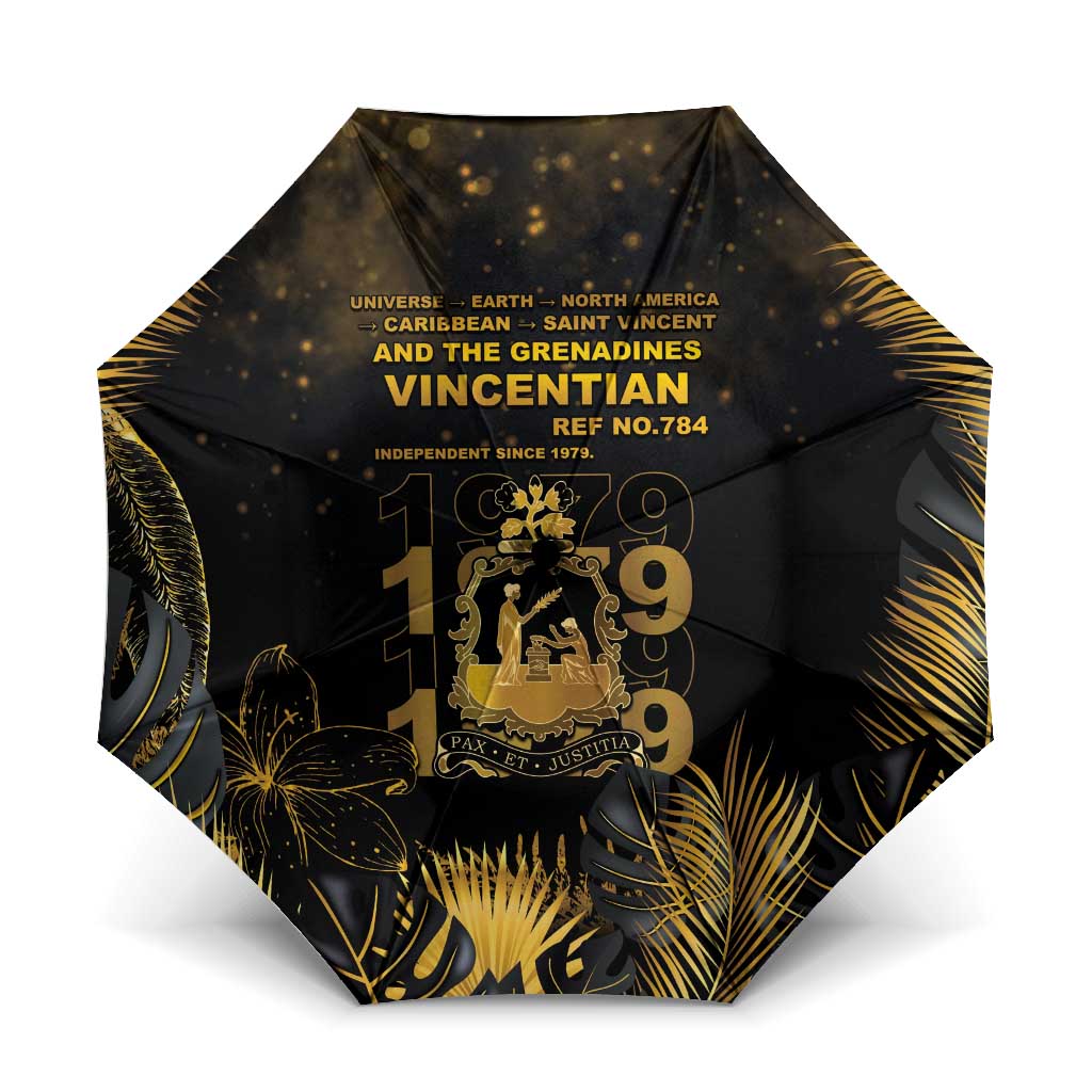 Saint Vincent And The Grenadines 1979 Umbrella Gold Tropical Leaves And Coat Of Arms - Wonder Print Shop