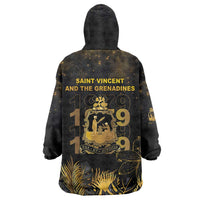 Saint Vincent And The Grenadines 1979 Wearable Blanket Hoodie Gold Tropical Leaves And Coat Of Arms - Wonder Print Shop