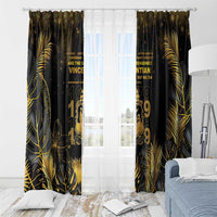 Saint Vincent And The Grenadines 1979 Window Curtain Gold Tropical Leaves And Coat Of Arms - Wonder Print Shop