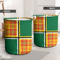 Dominica Creole Day Laundry Basket Coat Of Arms Madras Plaid Pattern