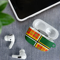 Dominica Creole Day AirPods Case Coat Of Arms Madras Plaid Pattern