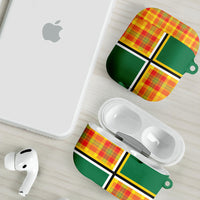 Dominica Creole Day AirPods Case Coat Of Arms Madras Plaid Pattern