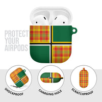 Dominica Creole Day AirPods Case Coat Of Arms Madras Plaid Pattern