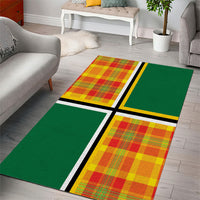 Dominica Creole Day Area Rug Coat Of Arms Madras Plaid Pattern