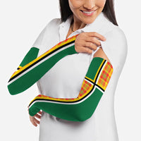 Dominica Creole Day Arm Sleeves Coat Of Arms Madras Plaid Pattern