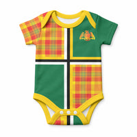 Dominica Creole Day Baby Onesie Coat Of Arms Madras Plaid Pattern