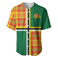 Dominica Creole Day Baseball Jersey Coat Of Arms Madras Plaid Pattern