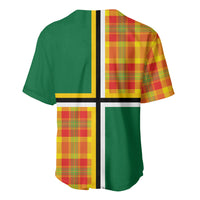 Dominica Creole Day Baseball Jersey Coat Of Arms Madras Plaid Pattern