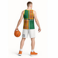 Dominica Creole Day Basketball Jersey Coat Of Arms Madras Plaid Pattern