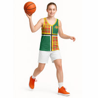 Dominica Creole Day Basketball Jersey Coat Of Arms Madras Plaid Pattern