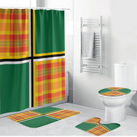 Dominica Creole Day Bathroom Set Coat Of Arms Madras Plaid Pattern