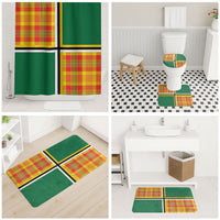 Dominica Creole Day Bathroom Set Coat Of Arms Madras Plaid Pattern