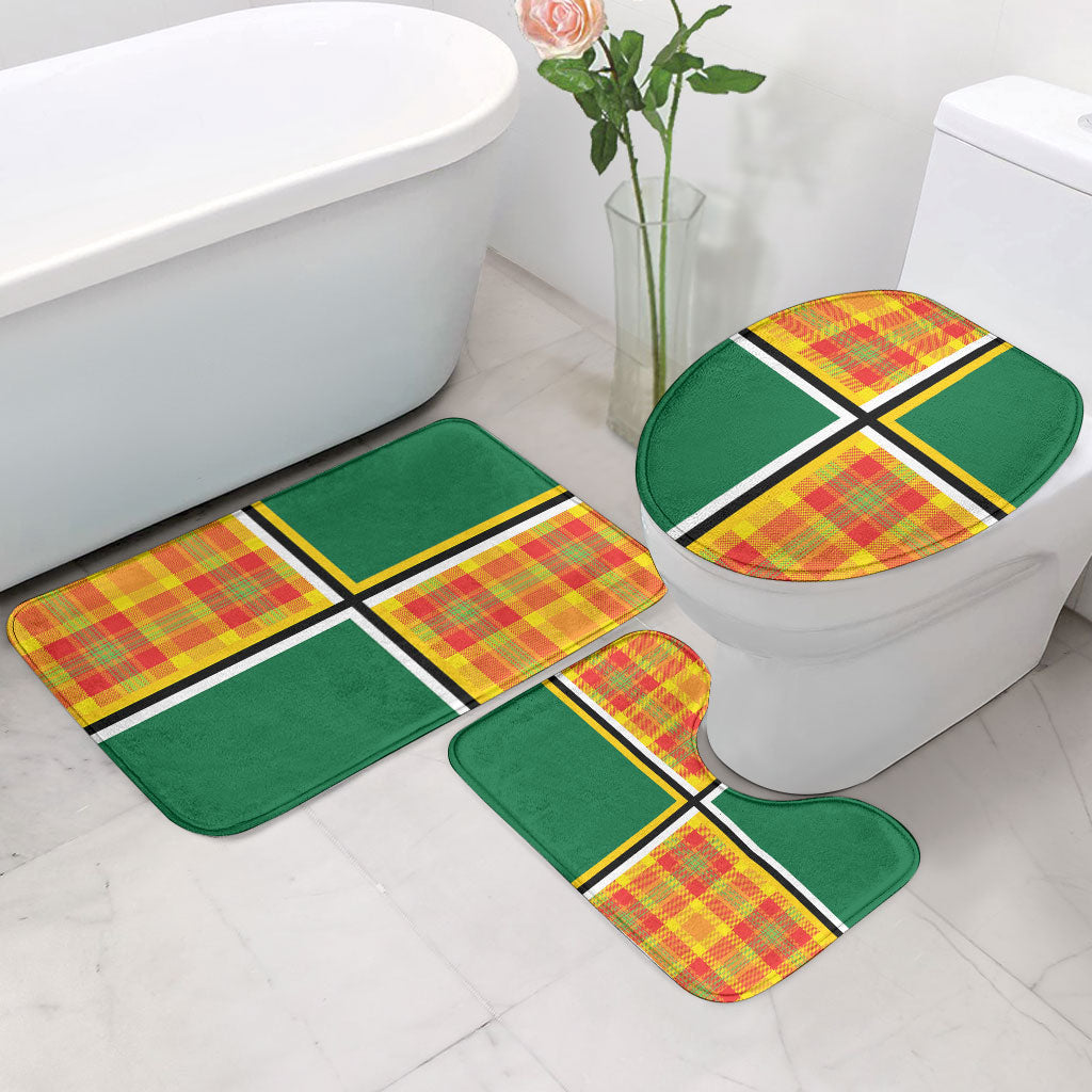 Dominica Creole Day Bathroom Set Coat Of Arms Madras Plaid Pattern