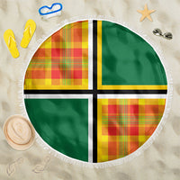 Dominica Creole Day Beach Blanket Coat Of Arms Madras Plaid Pattern
