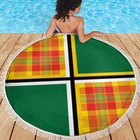 Dominica Creole Day Beach Blanket Coat Of Arms Madras Plaid Pattern