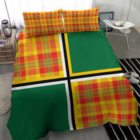 Dominica Creole Day Bedding Set Coat Of Arms Madras Plaid Pattern