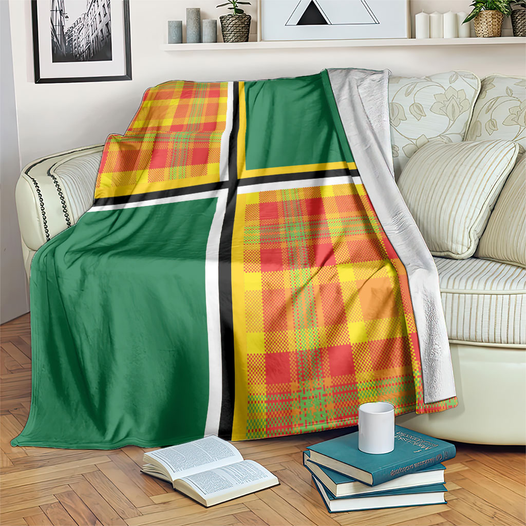 Dominica Creole Day Blanket Coat Of Arms Madras Plaid Pattern