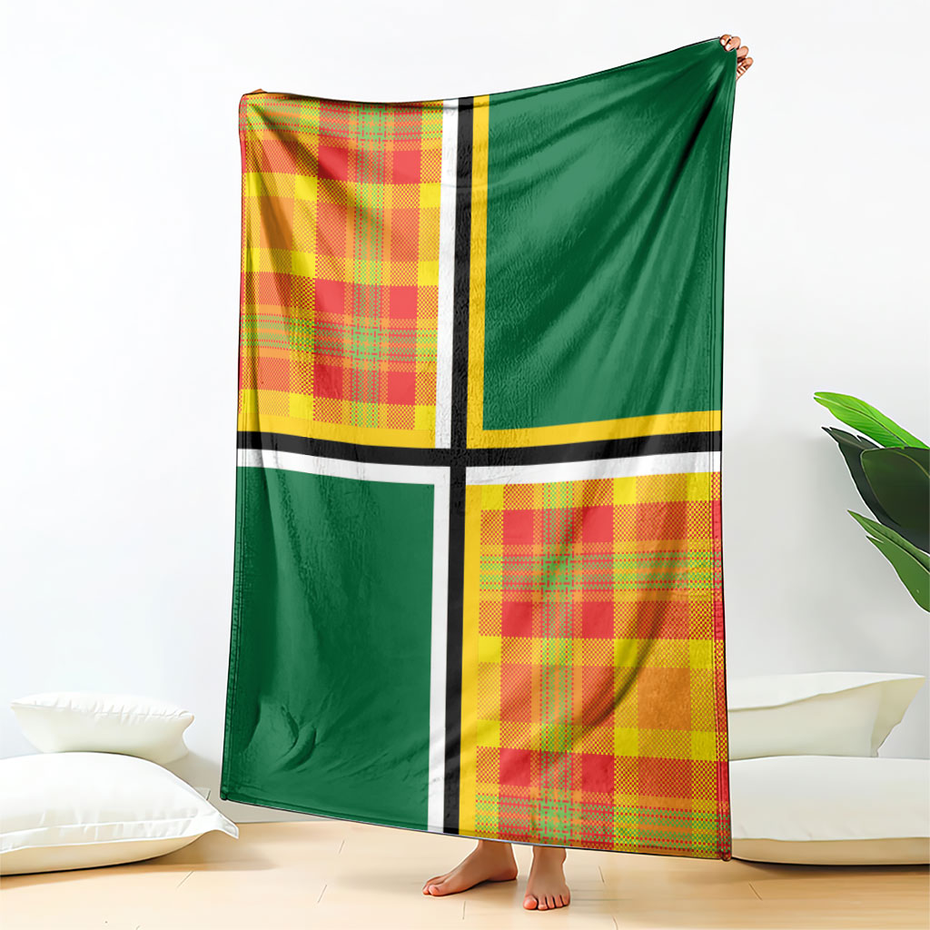 Dominica Creole Day Blanket Coat Of Arms Madras Plaid Pattern