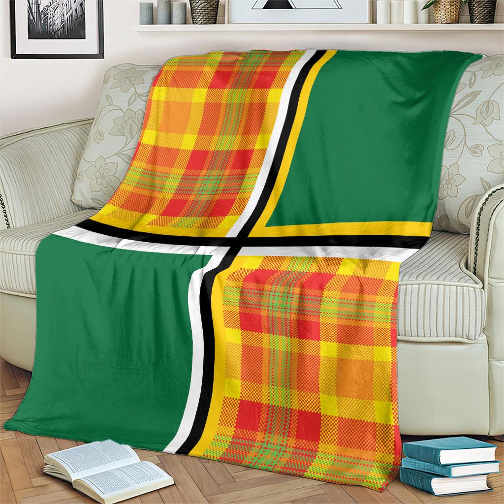 Dominica Creole Day Blanket Coat Of Arms Madras Plaid Pattern