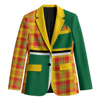 Dominica Creole Day Blazer Coat Of Arms Madras Plaid Pattern