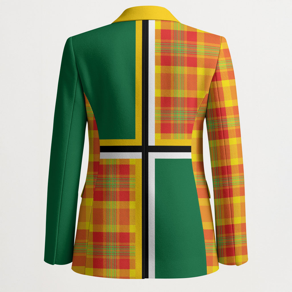Dominica Creole Day Blazer Coat Of Arms Madras Plaid Pattern