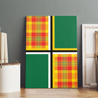 Dominica Creole Day Canvas Wall Art Coat Of Arms Madras Plaid Pattern