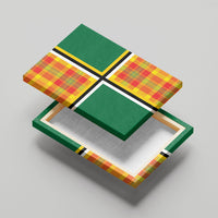 Dominica Creole Day Canvas Wall Art Coat Of Arms Madras Plaid Pattern