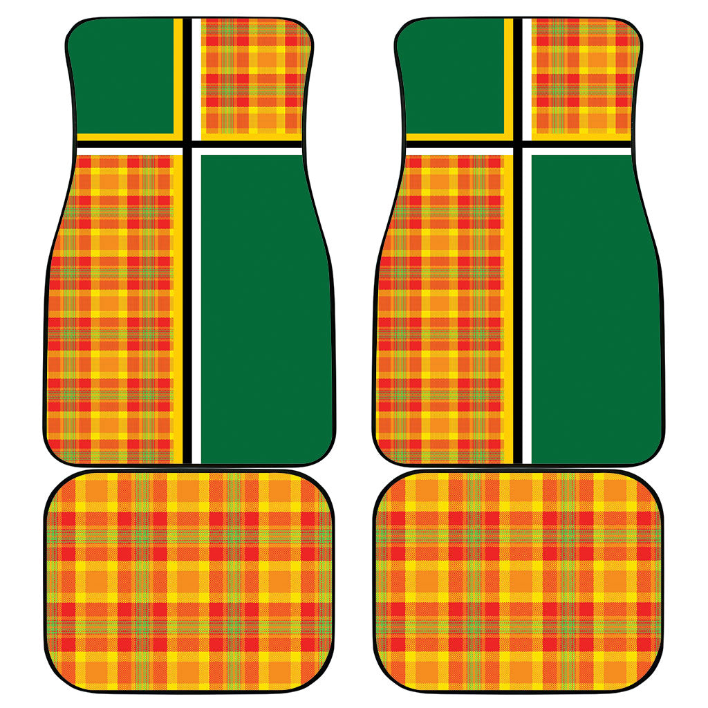 Dominica Creole Day Car Mats Coat Of Arms Madras Plaid Pattern
