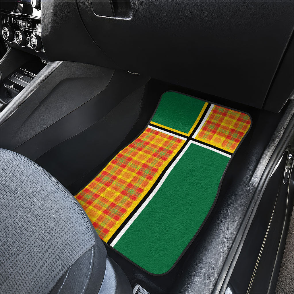Dominica Creole Day Car Mats Coat Of Arms Madras Plaid Pattern