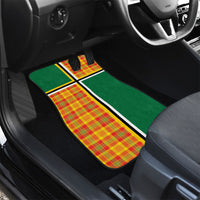 Dominica Creole Day Car Mats Coat Of Arms Madras Plaid Pattern