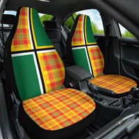 Dominica Creole Day Car Seat Cover Coat Of Arms Madras Plaid Pattern