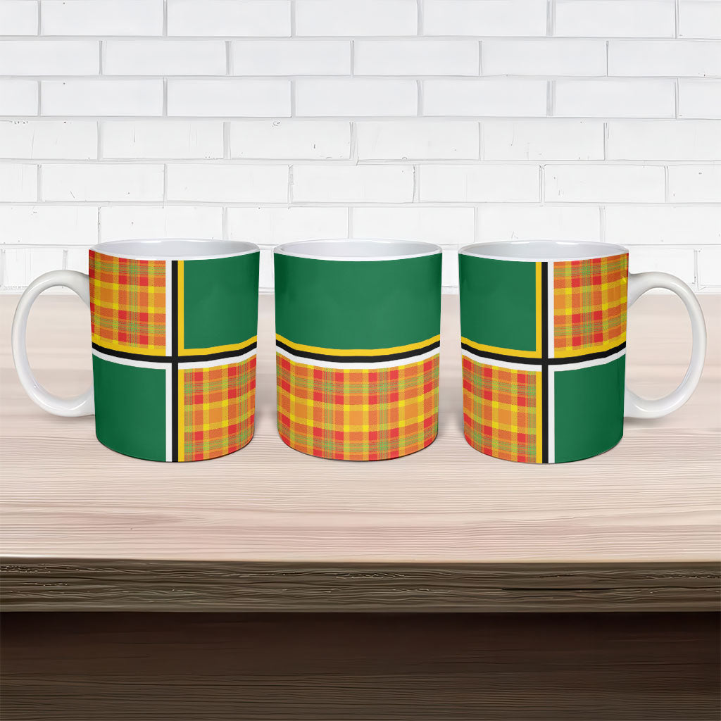Dominica Creole Day Ceramic Mug Coat Of Arms Madras Plaid Pattern