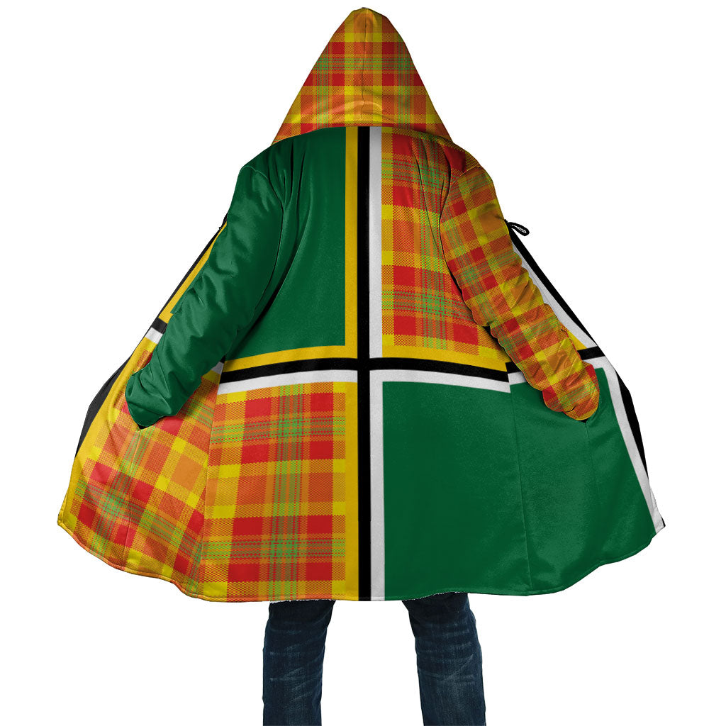 Dominica Creole Day Cloak Coat Of Arms Madras Plaid Pattern