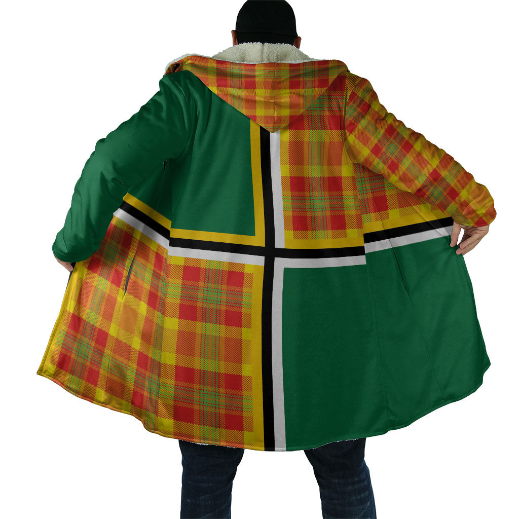 Dominica Creole Day Cloak Coat Of Arms Madras Plaid Pattern
