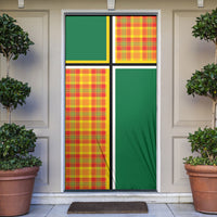 Dominica Creole Day Door Cover Coat Of Arms Madras Plaid Pattern