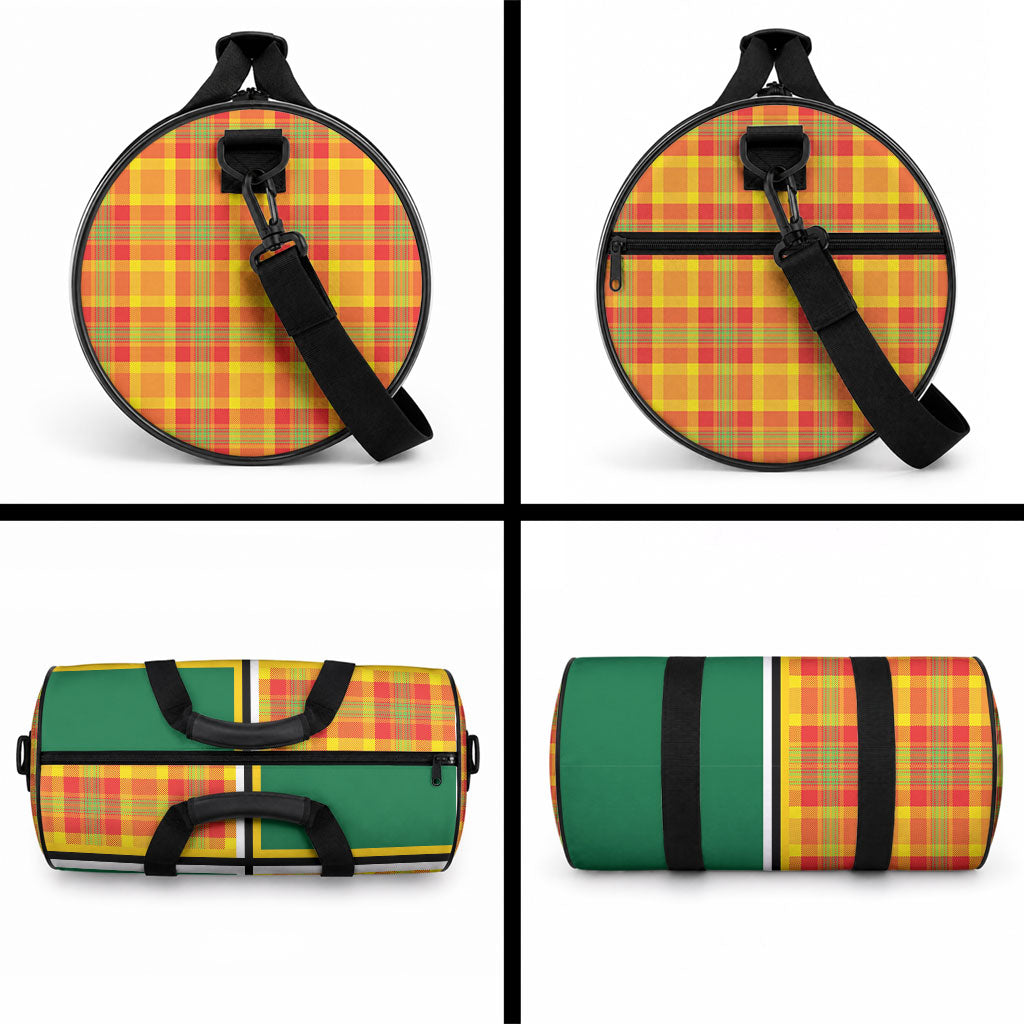 Dominica Creole Day Duffle Bag Coat Of Arms Madras Plaid Pattern