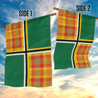 Dominica Creole Day Garden Flag Coat Of Arms Madras Plaid Pattern