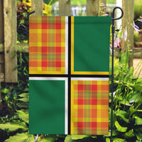 Dominica Creole Day Garden Flag Coat Of Arms Madras Plaid Pattern