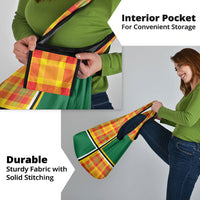 Dominica Creole Day Grocery Bag Coat Of Arms Madras Plaid Pattern