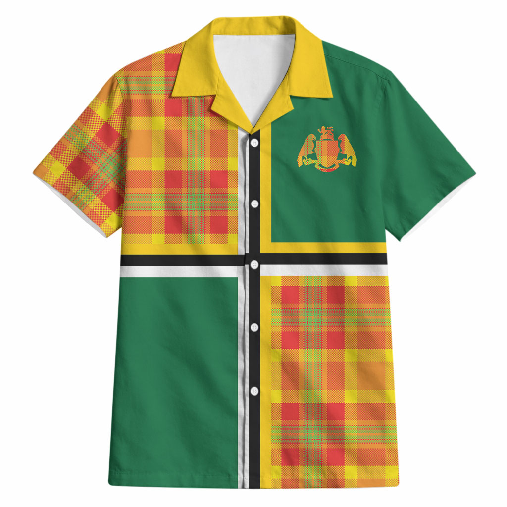 Dominica Creole Day Hawaiian Shirt Coat Of Arms Madras Plaid Pattern