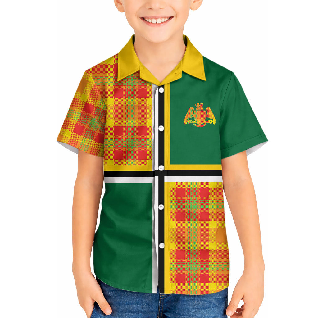 Dominica Creole Day Hawaiian Shirt Coat Of Arms Madras Plaid Pattern