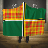 Dominica Creole Day Hooded Blanket Coat Of Arms Madras Plaid Pattern