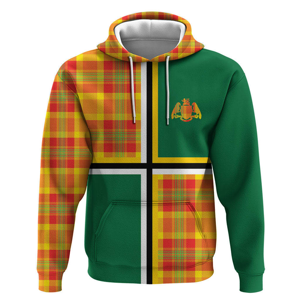 Dominica Creole Day Hoodie Coat Of Arms Madras Plaid Pattern