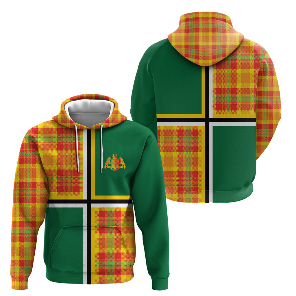Dominica Creole Day Hoodie Coat Of Arms Madras Plaid Pattern