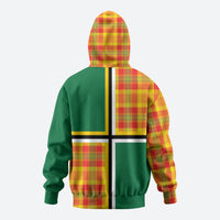 Dominica Creole Day Hoodie Coat Of Arms Madras Plaid Pattern