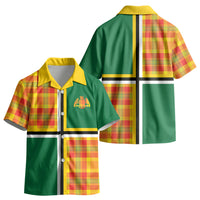Dominica Creole Day Kid Hawaiian Shirt Coat Of Arms Madras Plaid Pattern