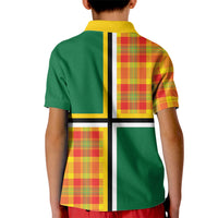 Dominica Creole Day Kid Polo Shirt Coat Of Arms Madras Plaid Pattern