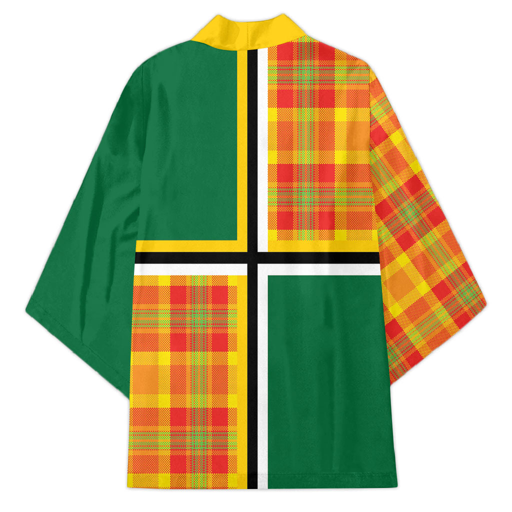 Dominica Creole Day Kimono Coat Of Arms Madras Plaid Pattern