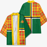 Dominica Creole Day Kimono Coat Of Arms Madras Plaid Pattern