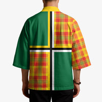 Dominica Creole Day Kimono Coat Of Arms Madras Plaid Pattern